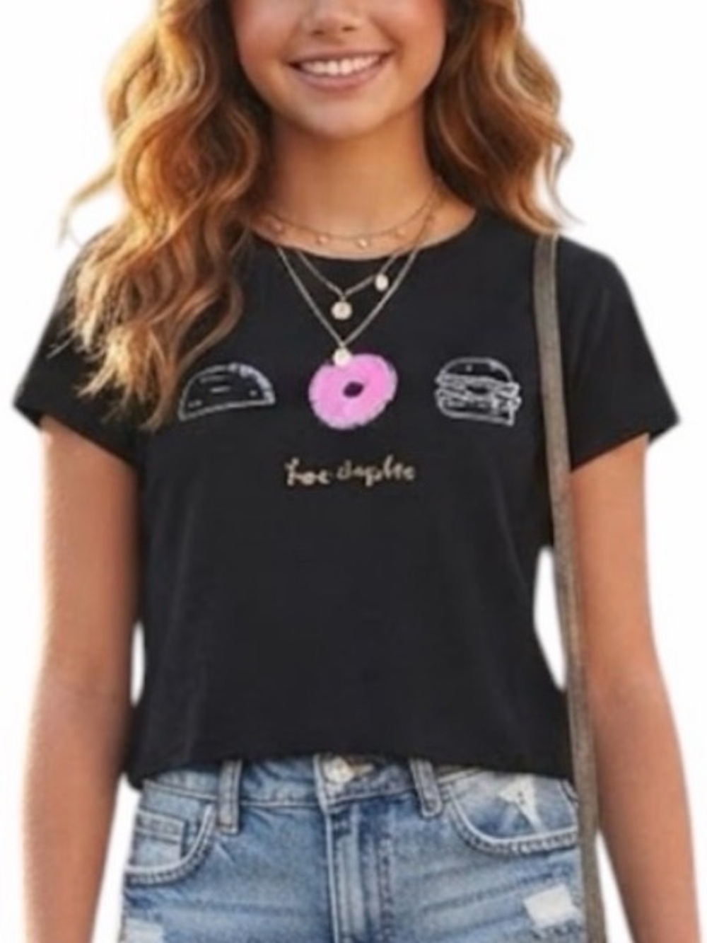 FOREVER 21 Los Angeles Donut Graphic Cap Sleeve Tee Kids 14